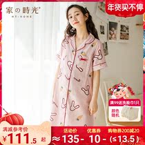 Nursing Sleeping Dress Summer Thin Postpartum Cotton Gauze Moon Dress Spring and Autumn Pregnant Women Dress Pajamas Summer Short Sleeve Dress