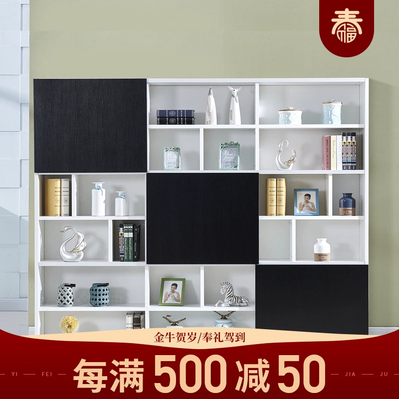 Tủ sách nội thất Yifei tủ sách phòng học kết hợp tủ cửa trượt tủ sách trưng bày tủ sách cửa trượt tủ sách cửa ma thuật tủ sách tủ sách - Buồng