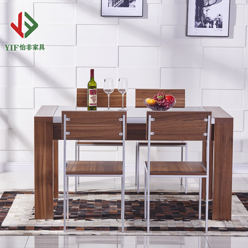 Yifei furniture flagship store modern glass surface practical dining table dining table living room furniture dining table and chair combination set