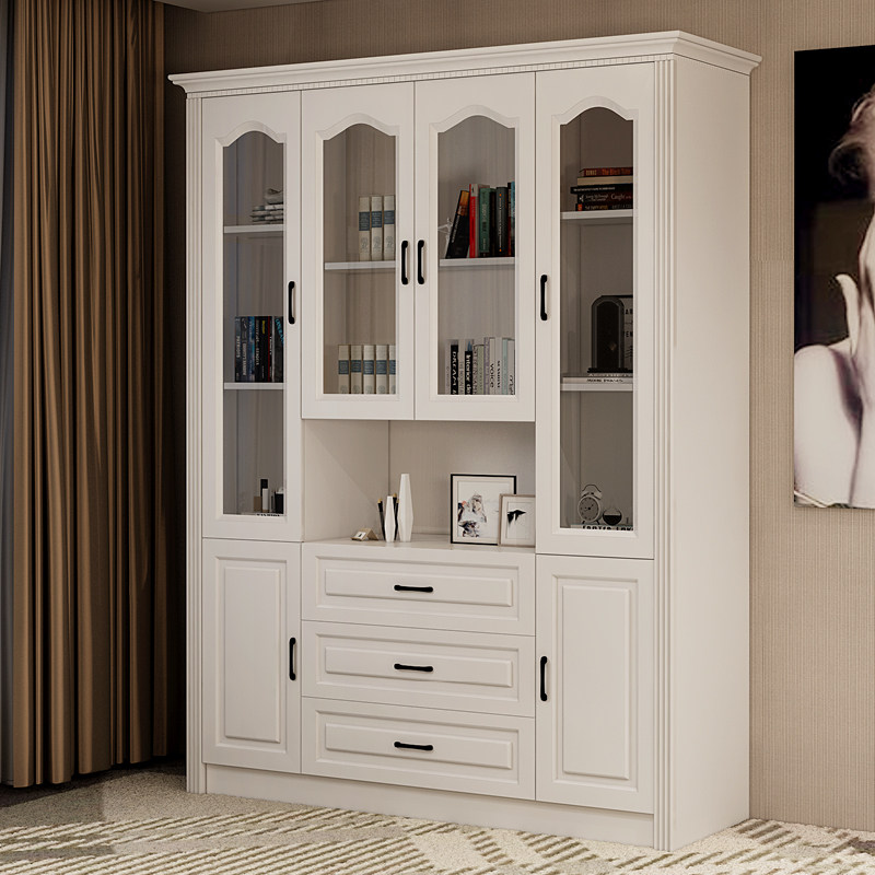 European Free Combined Bookshelves Simple Modern Glass Bookshelves Economy Multi-Function Cabinet File Cabinet