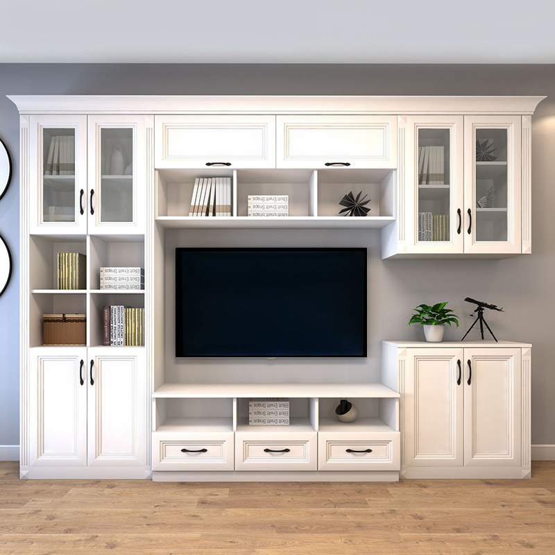 Nordic Living Room TV Cabinet Modern Minimalist Composition Wall Background Wall Multifunctional Storage European Style TV Enclosure Tea Table