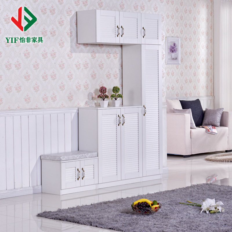 Yifei furniture super large capacity combination shoe cabinet louver door dust-proof shoe cabinet high and low combination white hall cabinet