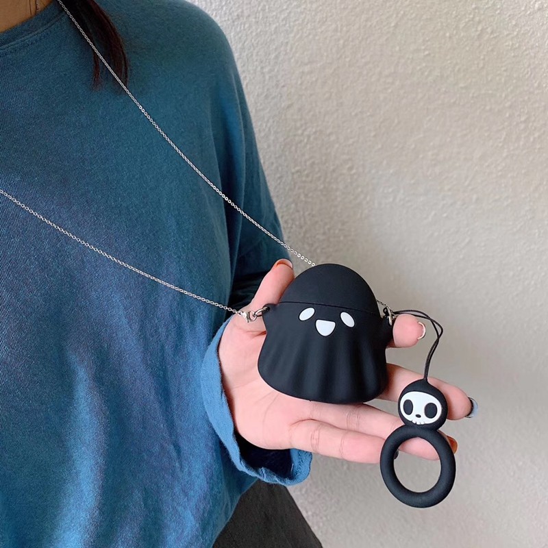 airpods protective sleeves creative cute little ghost airpods pro protective sleeves Silicone Lovers Trendy Apple Bluetooth Wireless Headphones ins Wind minimis Soft shell airpods