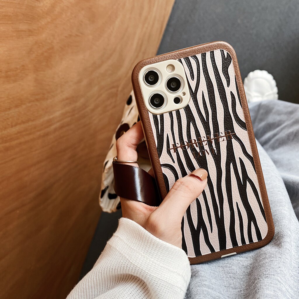 iPhone12 mobile phone protective shell tide brand zebra pattern suitable for 11Pro couple Max all-inclusive X cute XS ultra-thin XR silicone se2 soft 12mini anti-fall ins wind 7