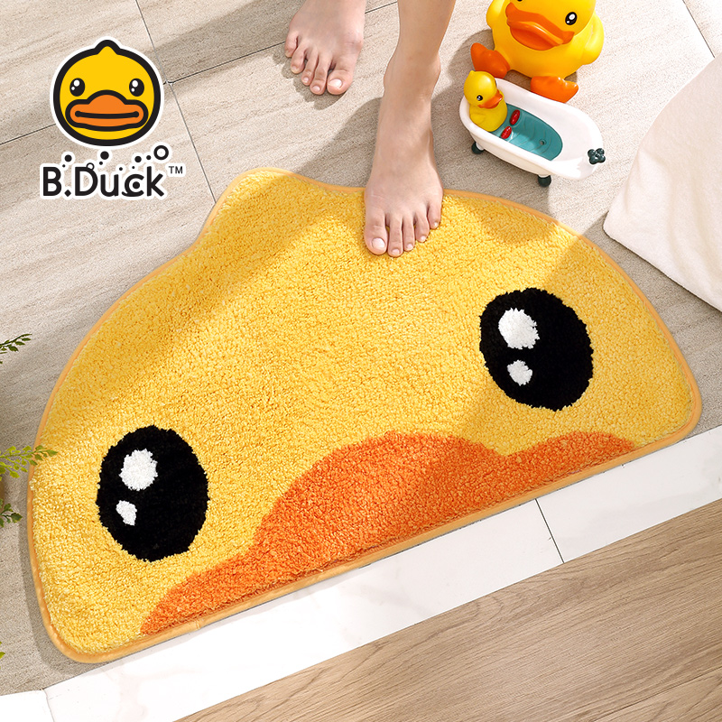 Genuine Small Yellow Duck Makeup Room Ground Mat Semicircle Home Toilet Non-slip Carpet Door Mat in door Bathrooms Absorbent Foot Mat
