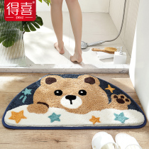Semi-circular bathroom suction floor mat home toilet door mat into the door cute carpet door mat toilet foot pad