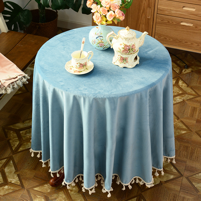 Nordic small round table tablectable cloth art round table Bouo-style large terrace round tea table round dining room table cloth cushion for home