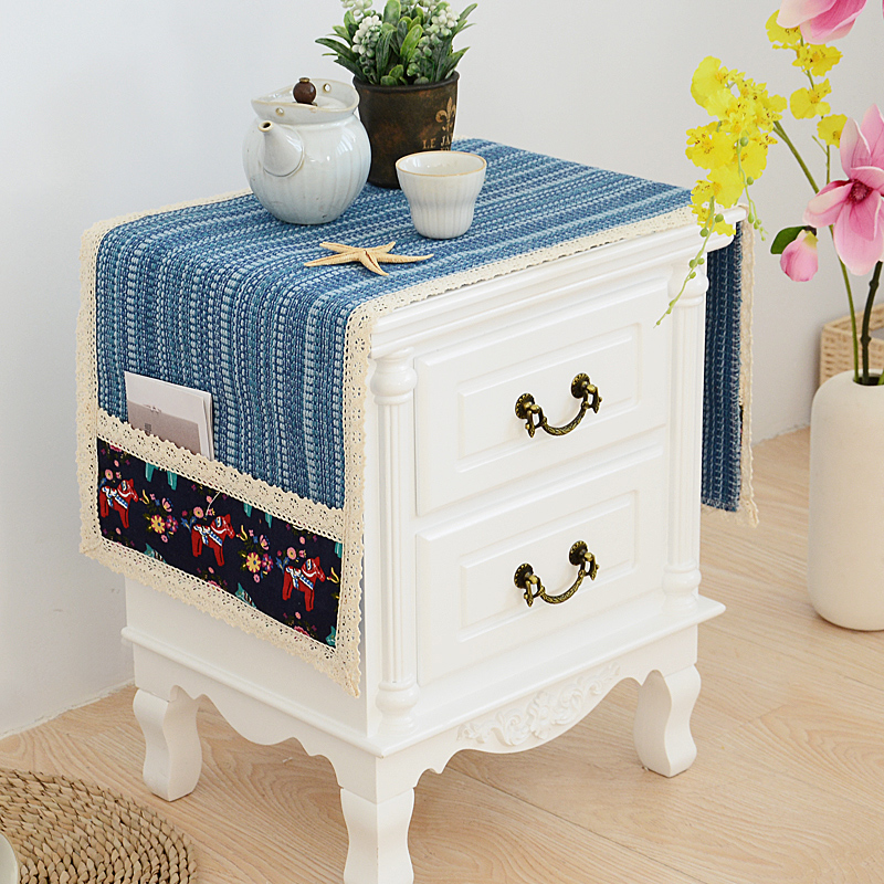 Minimalist modern bed head cabinet cover cloth anti-dust cloth hood field rectangular small table cloth cover woven headboard cloth cover