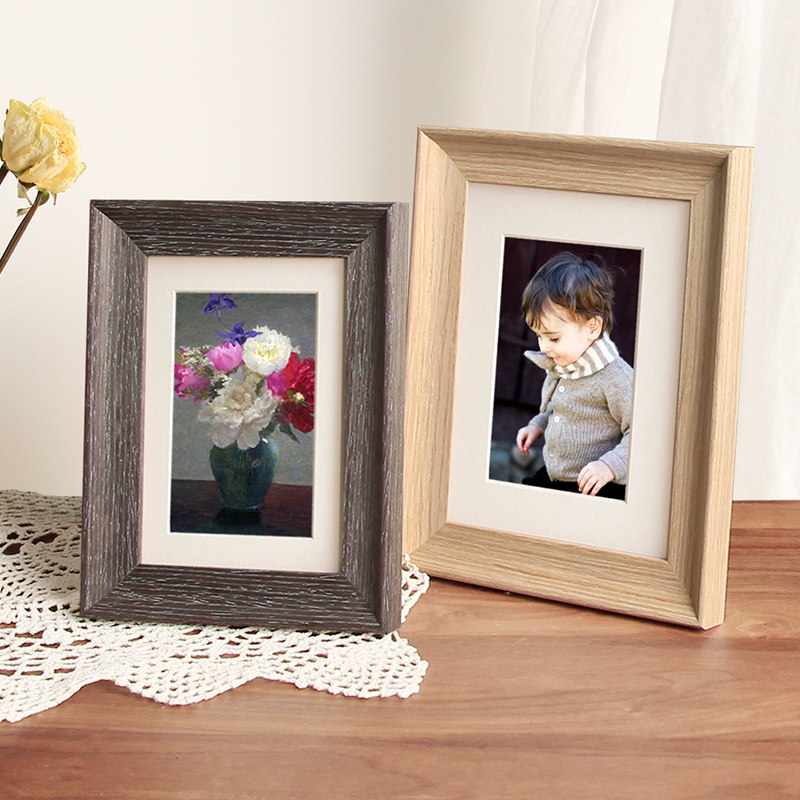 Solid wood photo frame swing table small picture frame 5 inch 6 inch 7 inch 8 inch A4 10 inch hanging wall European-style box children desktop creativity