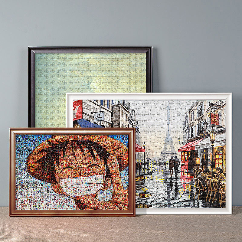 Solid wood puzzle photo frame 1000 pieces 500 pieces 2000 pieces mounted painting frame hanging wall customization 50 75 custom