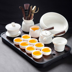 White Porcelain Side-Handle Teapot with Lid and Tea Cup Set Popular Kung Fu Tea Set Suit For Home for Office and Living Room Minimalist