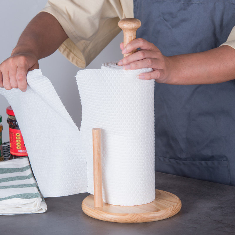 onlycook kitchen tissue holder Wooden oil-absorbing roll toilet paper plus seat Creative high-bottom paper shelf Vertical cling film rack