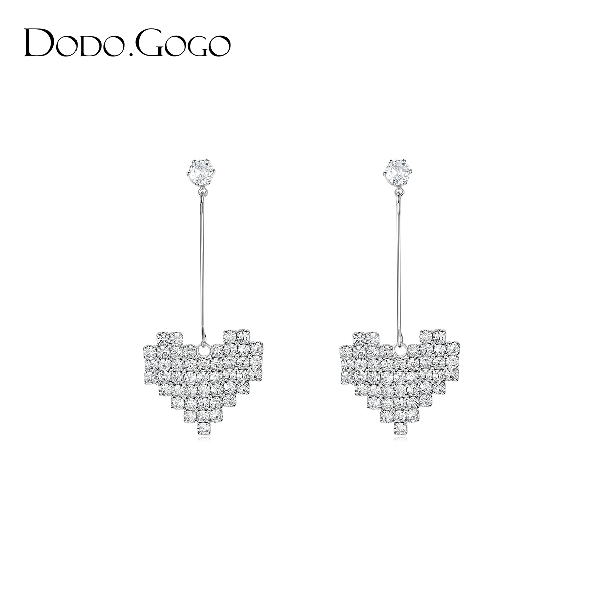 Love Earrings Korean Temperament Long Style Simple Cold Wind Female Internet Celebrity Earrings S925 Silver Needle Studs Fashion Earrings