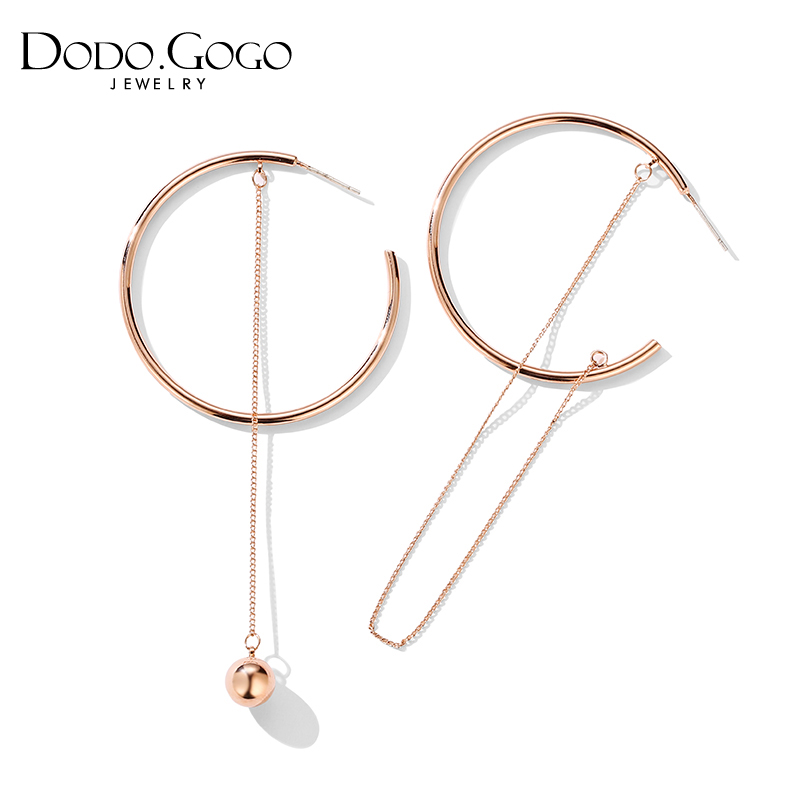 Asymmetrical Earrings Woman Temperament Korea Personality European and American Exaggerated Ear Pendant Long Version Tide People Net Red Brief Earring Earrings