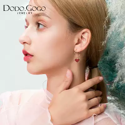 Love earrings female temperament Korean Net red ear buckle red earrings ear needle 2021 New Tide New Year ear jewelry