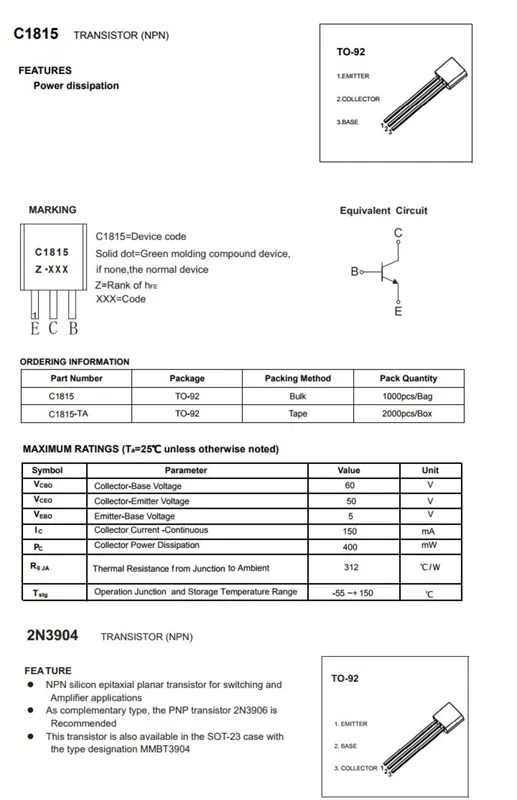 Transitor S8550 SS8050 9014 9015 9018 2N3904 3906 5551 bóng bán dẫn điện