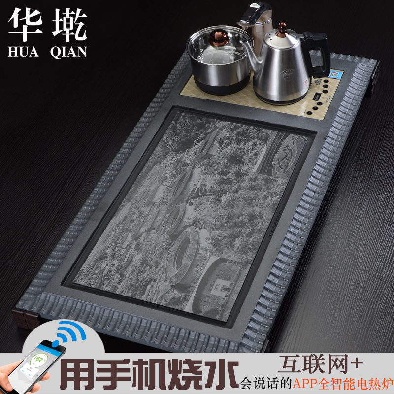 China Qian block sharply stone tea tray is a large natural stone tea table four unity kung fu tea tea