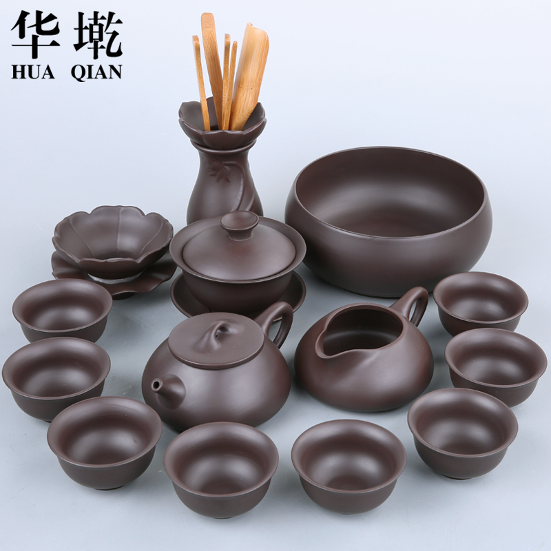 China Qian tea sets yixing undressed ore violet arenaceous kung fu tea set stone gourd ladle pot of manual old tea purple clay teapot