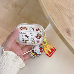 Katie McDonald 's Headphones Apple 이어폰 용 펜던트가 포함 된 보호 케이스 AirPods4 활성 소음 감소 보호 케이스 4 세대 AirPods3 만화 소프트 쉘 에어 포드 스프로 2 헤드폰 방지 방지
