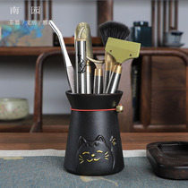 Tea Ceremony Six Gentlemen Stainless Steel Tea Clamp Lucky Cat Tea Pen Holder Set Kung Fu Tea Set Partial Metal Five-piece Set