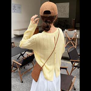 Back-Buttoned Thin Knit Top for Women 2026 New Popular Summer Long-Sleeve Sun-Protective Hollow-Out Cover-Up Knit Top