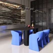 Nordic Rochburg Dining Chair Light Lavish Minimalist Armrest Cloth Art Casual Single Chair Designer Office Negotiation Business Chair