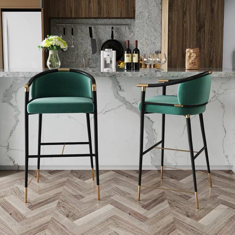 Nordic Solid Wood Light Lavish Table Chair Modern Minima High Foot Designer Chair Bar Chair Backrest Modern High Foot Stool