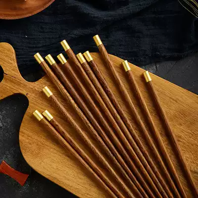 Mahogany chopsticks antibacterial mildew-proof non-slip fast household high-grade solid wood chopsticks chicken wing wood chopsticks 10 pairs of family clothes