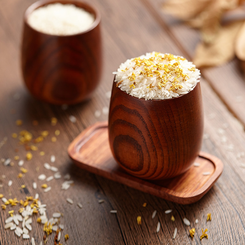 Wood Yaxuan 120g Meter Barrel Metering Rice Cup Home Solid Wood Quantity Spoon Rice Bucket Scale Plastic Quantity Cup Date Wood Meal Spoon