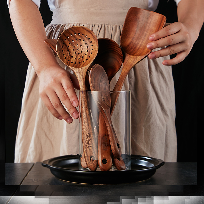 Wood Pan Shovel Wood Wood Shovel Non Stick Pan Shovel Home Fried Vegetable Shovel High Temperature Resistant Kitchenware Cover Set Kitchen Wood Shovel