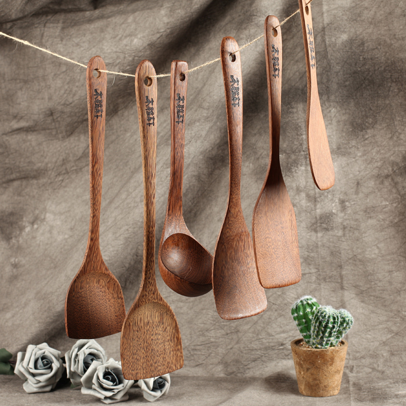 Wood Yaxuan Fried Vegetable Wood Shovel Not Stained With Pan Special Pan Shovel Home Solid Wood Kitchen High Temperature Resistant Wood Shovel Three suits