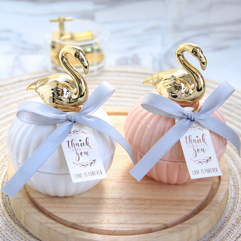 Flower half-mile flamingo wedding candy box wedding souvenir candy box wedding ceramic candy box gift box 2022 new