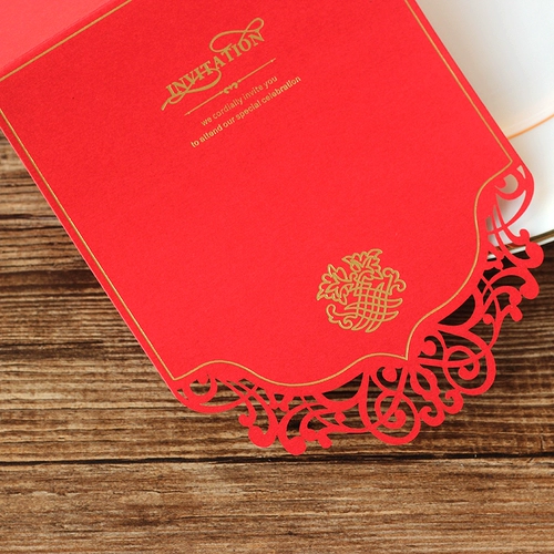 花半里 Приглашение на свадьбу творческое приглашение на свадьбу прекрасное пустое европейское стиль Большой красный свадебный счет персонализированный китайский приглашение