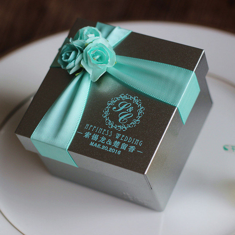 Flowers Half Lane 2020 New products Euro style Joy Sugar Box Creative Blue Wedding Candy Box Wedding items Iron box