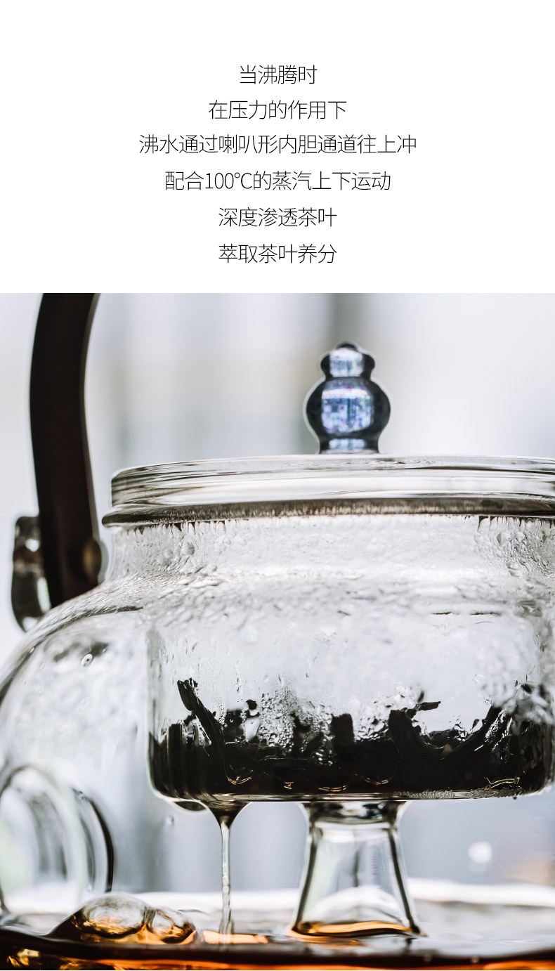 It still fang glass tea pot to boil tea device heat steam teapot single pot, kettle pot of household