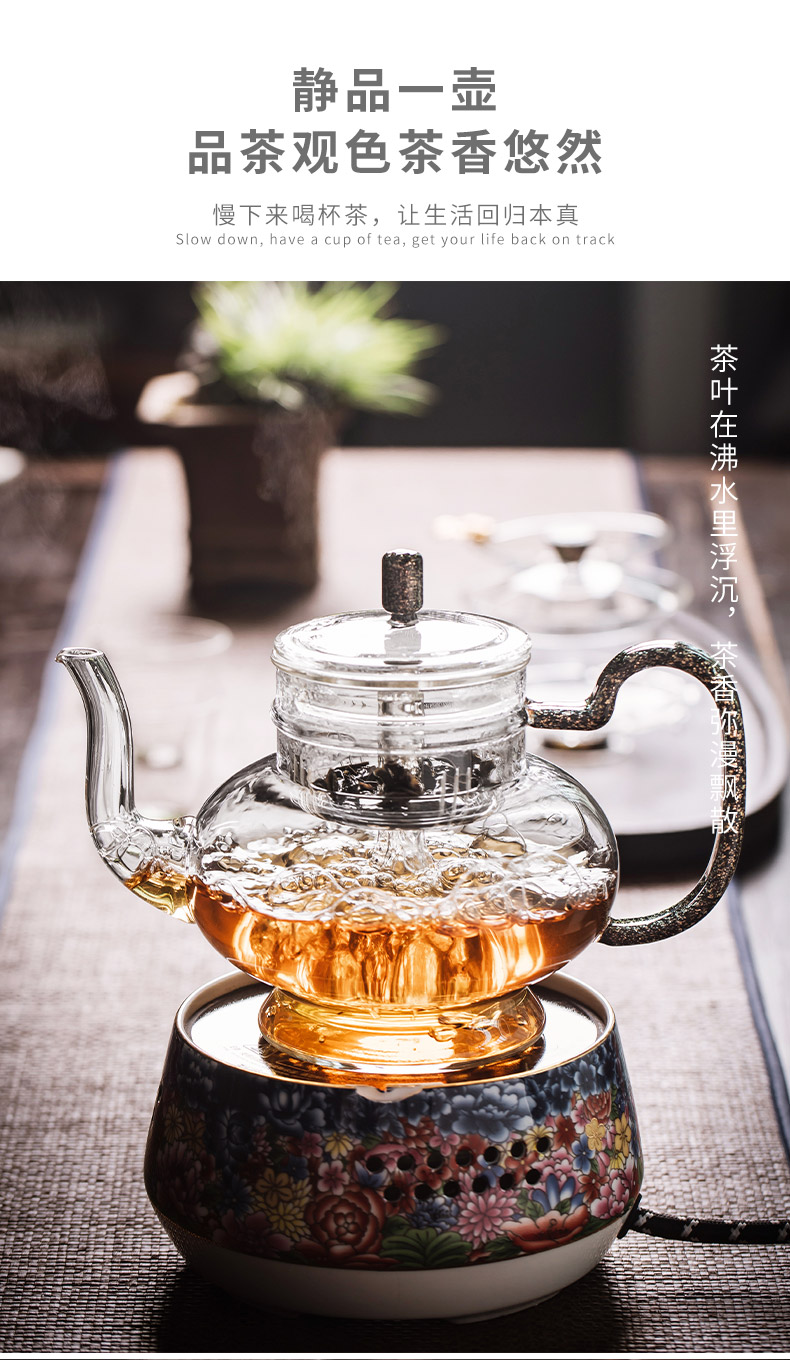 It still fang glass tea pot to boil tea device heat steam teapot single pot, kettle pot of household