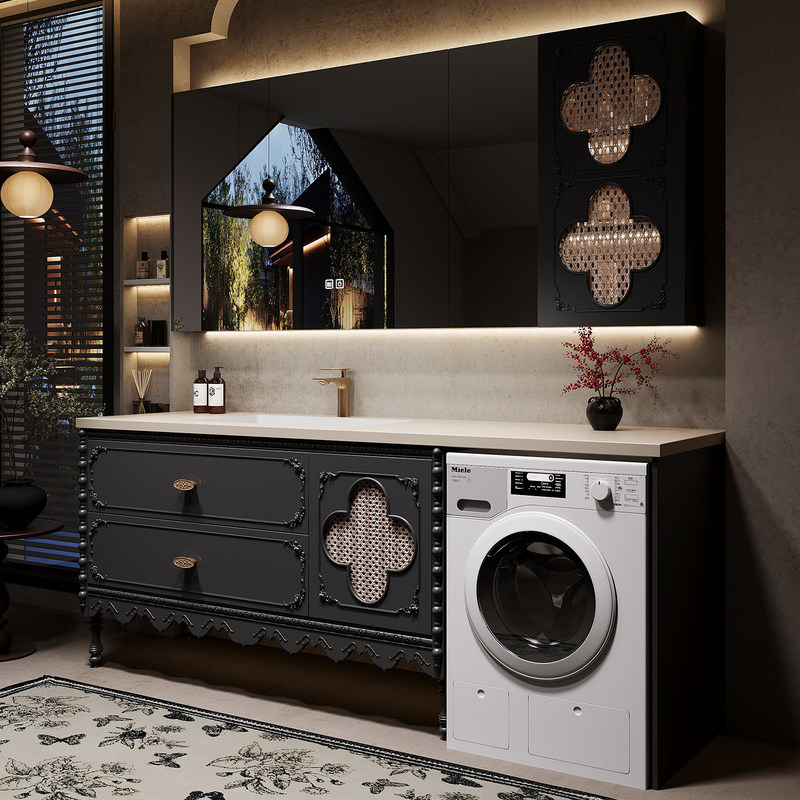New High-End French-Style Washing Machine Cabinet Combination Bathroom Vanity Sink Indoor Washing Machine Combination Cabinet