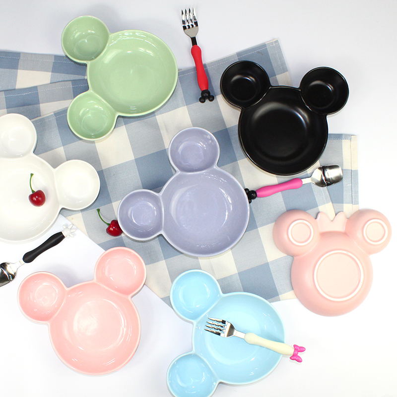 Cute Cartoon Mickey Ears Styling Home Breakfast Tray Environmentally Friendly Healthy Children Compartmental Dinner Dinner Plate Snack Tray