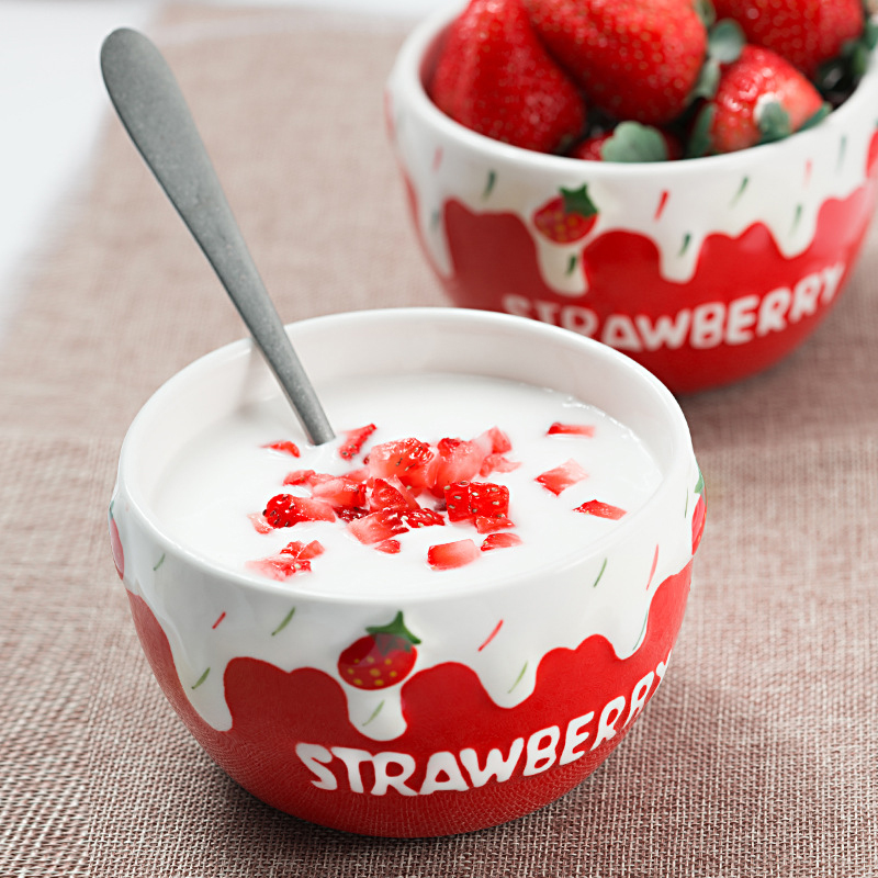 Heart of graces hand - made under glaze color girl loves home, lovely strawberry cream ceramic tableware breakfast dishes cup