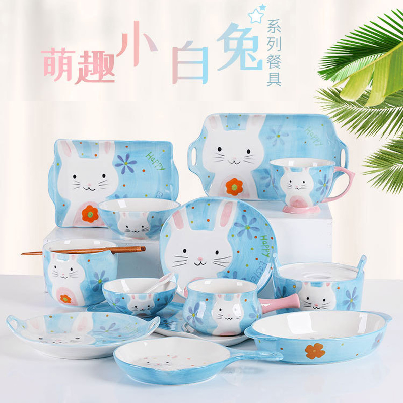 Love graces of interesting creative ceramic tableware hand - made hare stereo modelling under glaze color children 's dishes