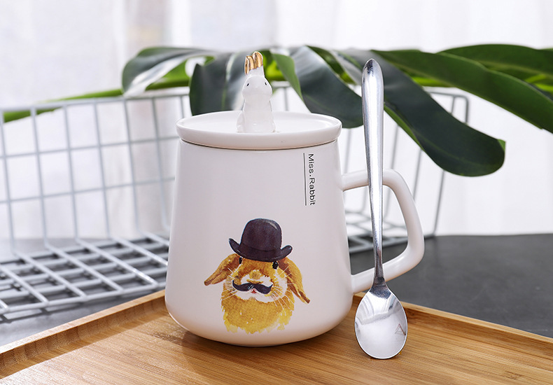 Love graces cartoon does style ceramic rabbit rabbit shape lid keller cup 450 ml characteristics