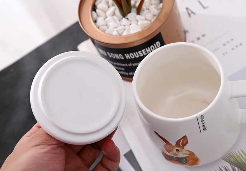 Love graces cartoon does style ceramic rabbit rabbit shape lid keller cup 450 ml characteristics