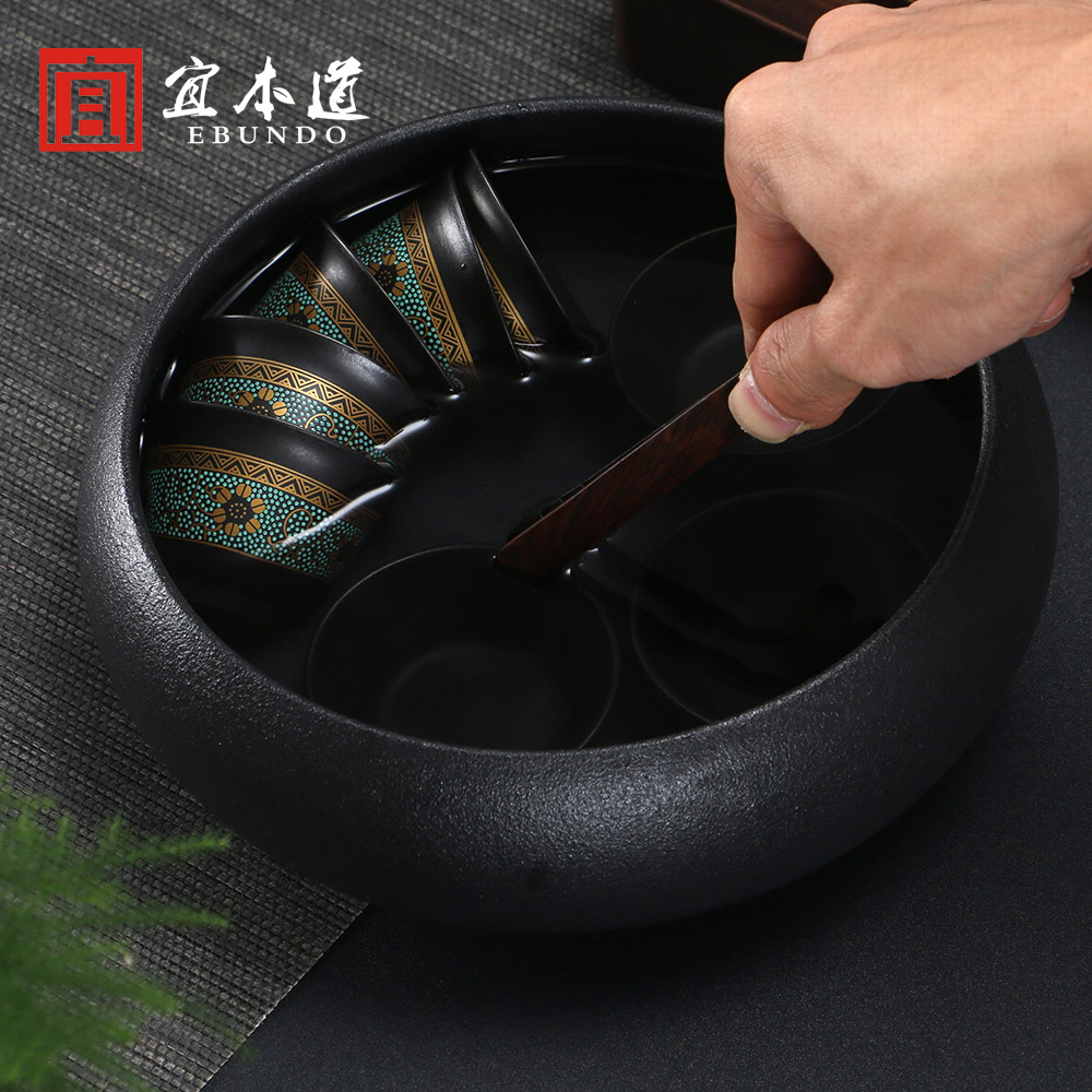Yiben Road coarse ceramic tea wash household large ceramic water bowl pen wash Gongfu tea accessories wash tea cups and pots utensils