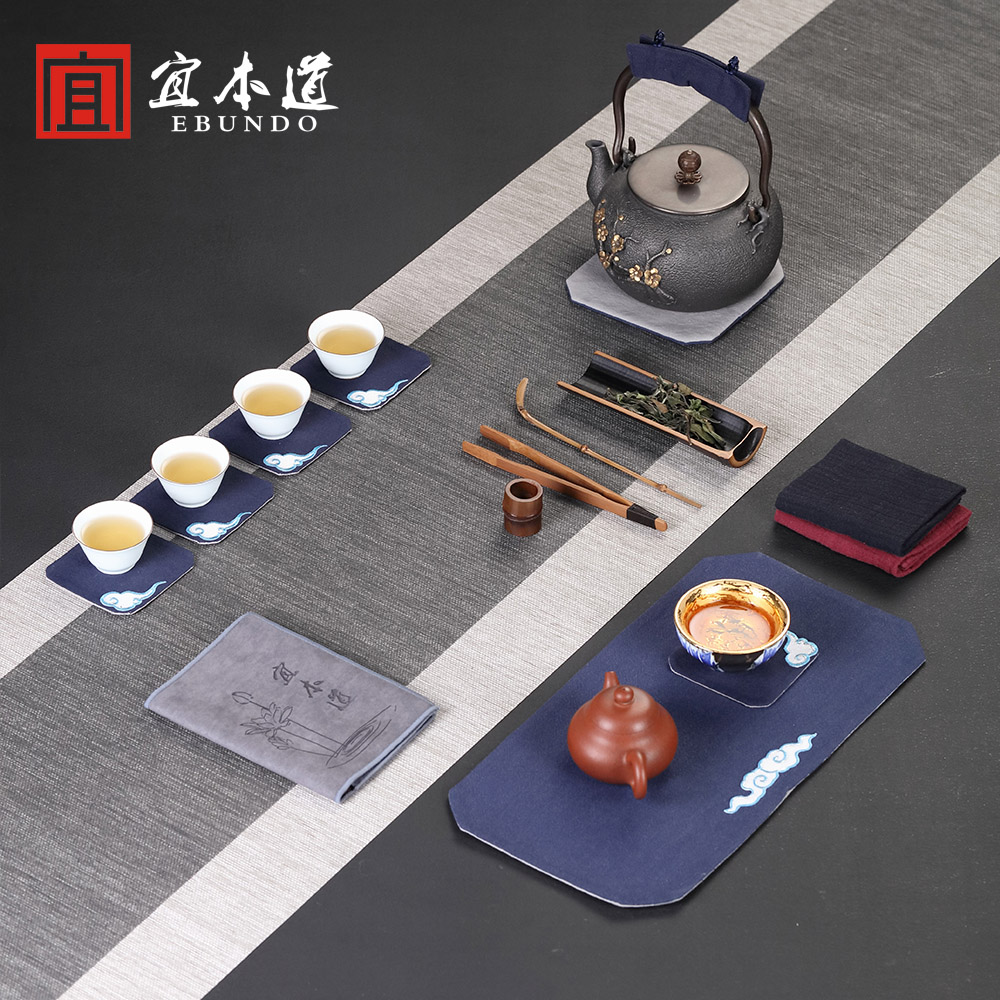 New Chinese waterproof tea mat Sesame Cloth Zen Yutifu Tea Accessories Tea Cloth Mat Day Style Paper Chic Table Flag Tea Banner