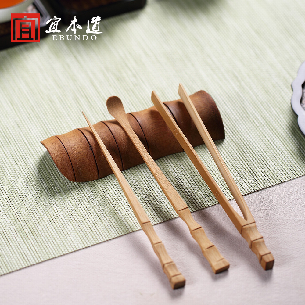 Hand made of bamboo Gongfu tea accessories four pieces of tea track Zero fit six gentlemen tea lotus tea with tea needle tea spoon tea holder