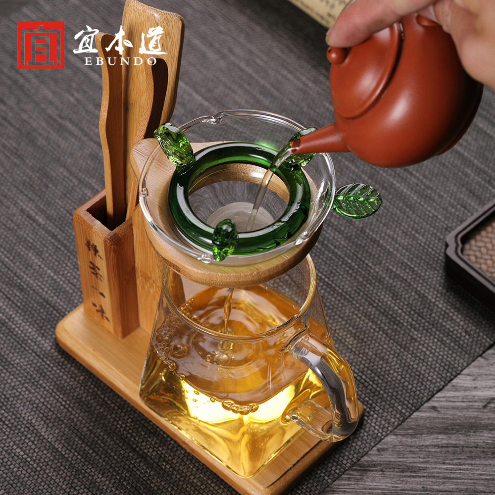 Tea making rack kung fu tea set accessories tea filter rack tea leakage rack bamboo lazy tea rack easy bubble filter net rack fair