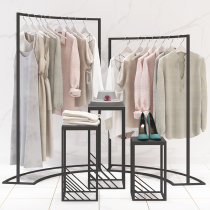 Lizhou clothing store display stand Zhongdao display cabinet womens clothing store in the middle horizontal bar simple high and low window platform landing