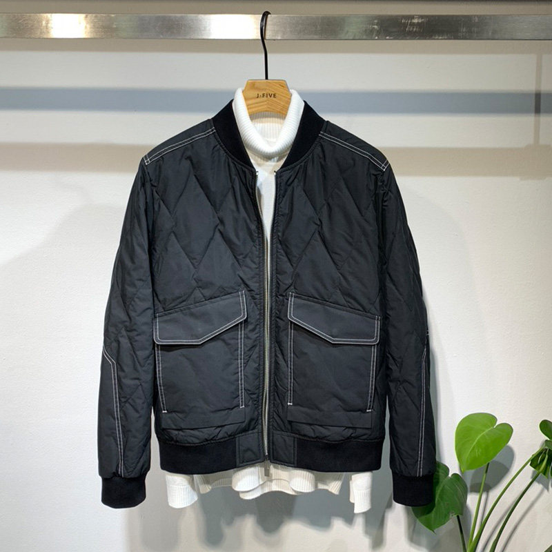 Qing dyed men's light down jacket men's 2022 new men's baseball uniform collar short autumn and winter light jacket trend