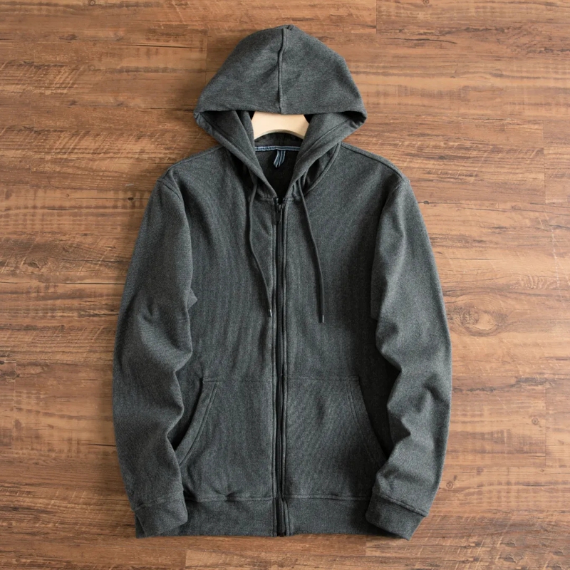 Export Order! Foreign Trade Surplus Goods~ Cationic Brushed Fleece! Men's Trendy Spring and Autumn Sports Hooded Cardigan Sweatshirt