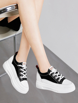 Hong Kong style small white shoes womens 2022 new spring all-match leather inner heightened womens shoes spring thick-soled platform shoes